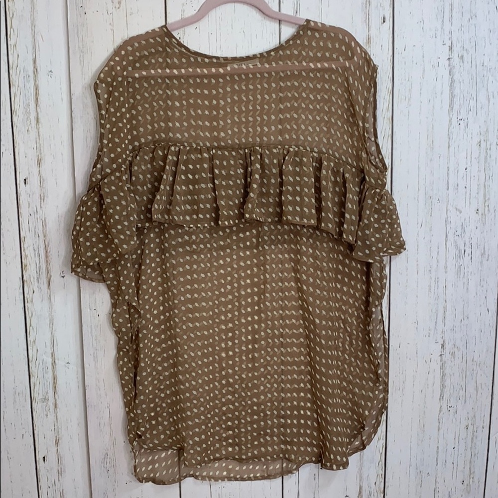 CIEL USA Sheer Ruffled Blouse Sz M